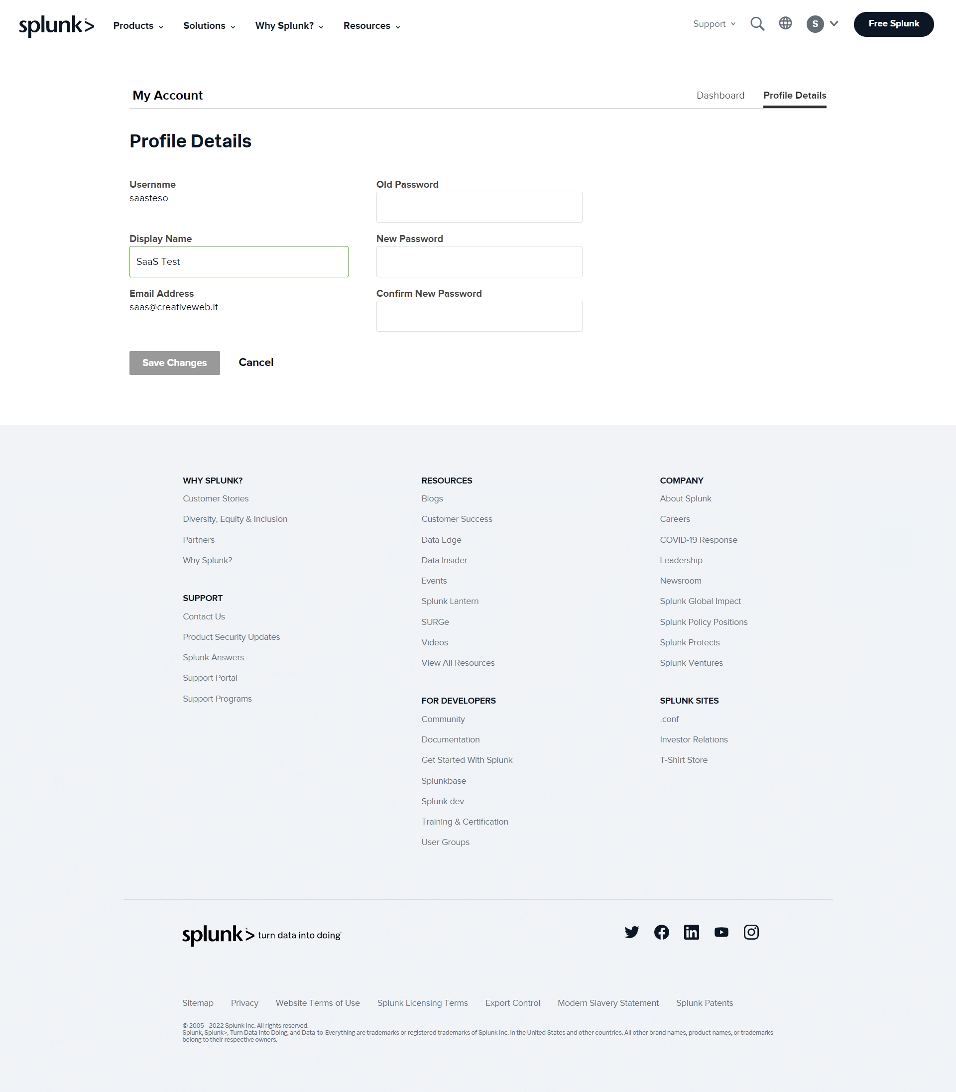 Splunk User Profile