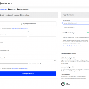 Unbounce Signup