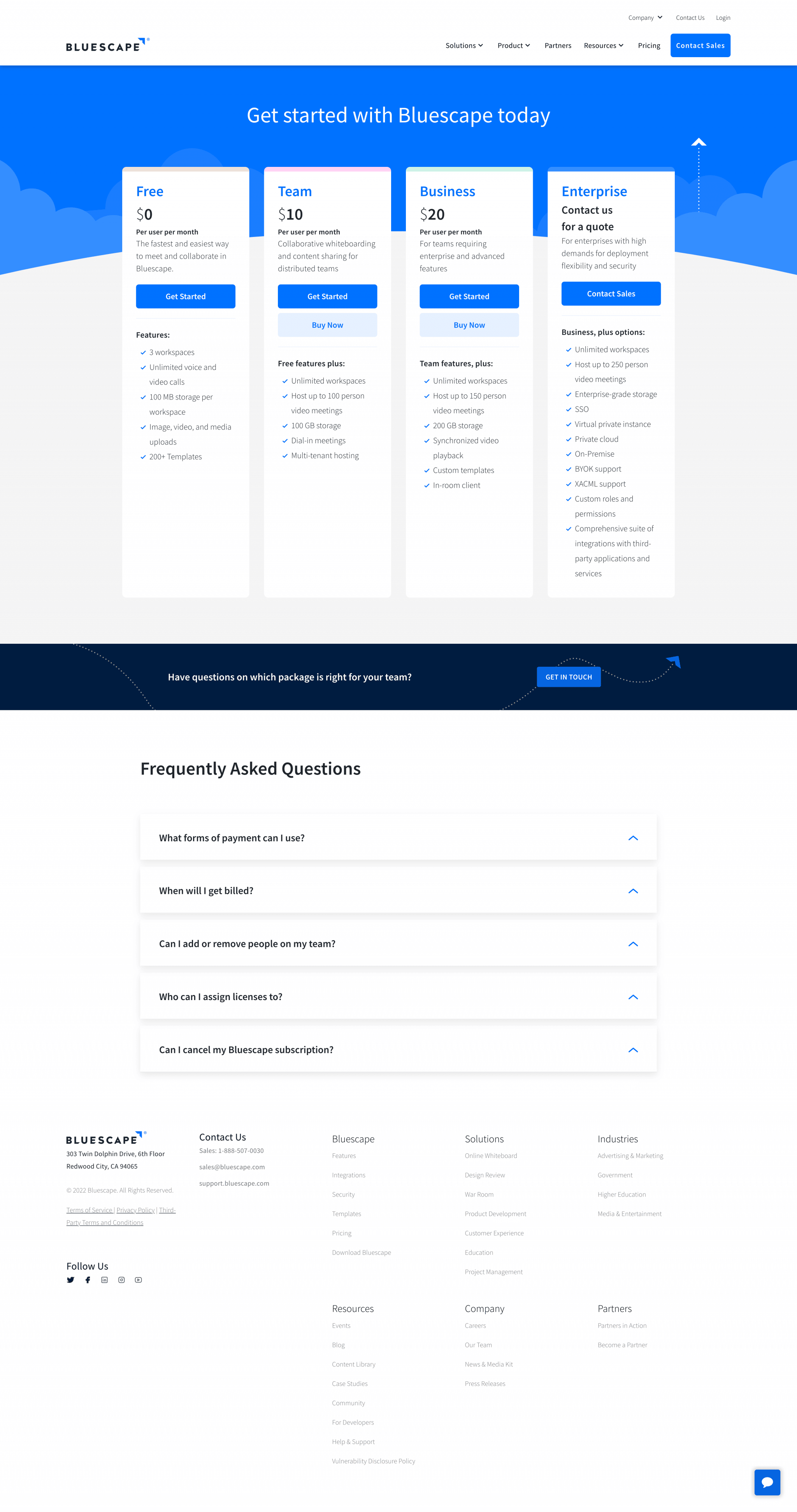 Bluescape Pricing