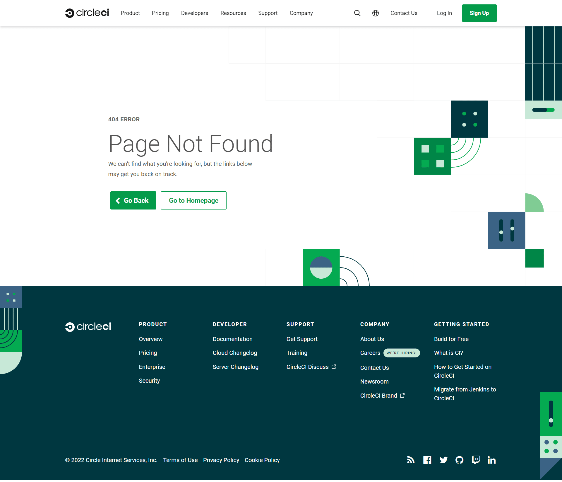 CircleCI 404 Page Not Found