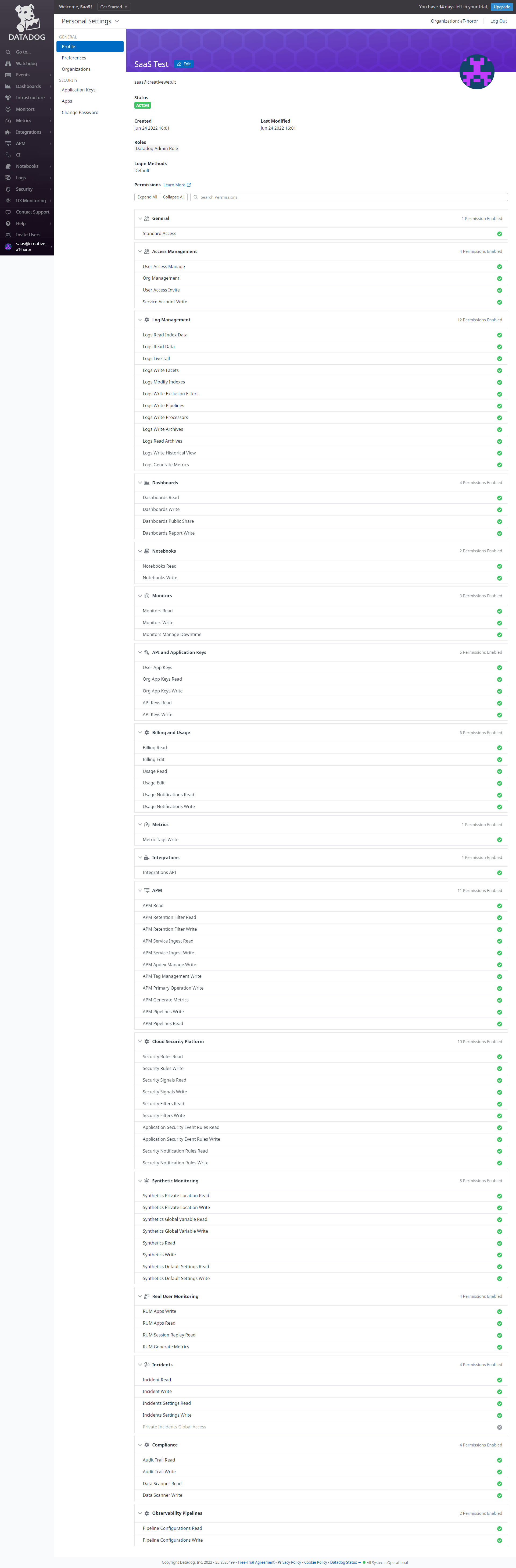 Datadog User Profile