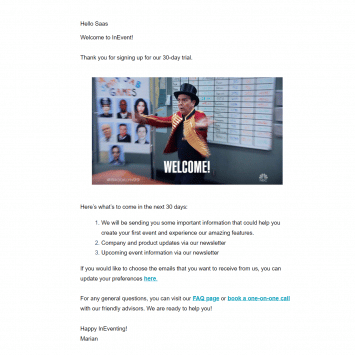 InEvent Welcome Email