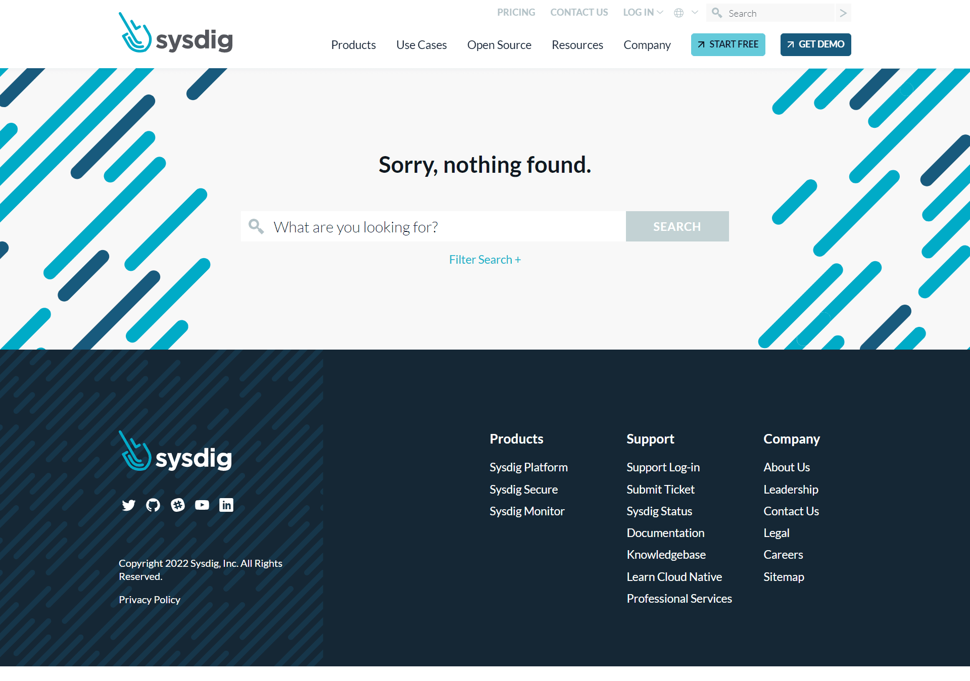 Sysdig 404 Page Not Found