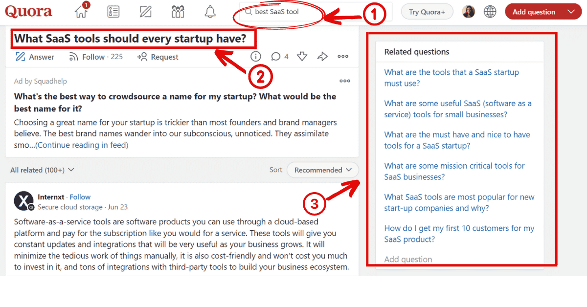 Quora SERP analysis