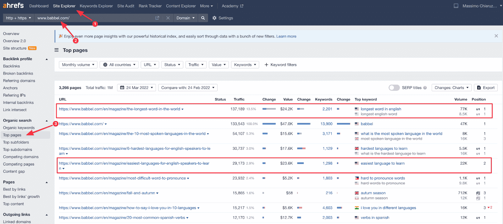 Ahrefs Competitors' analysis