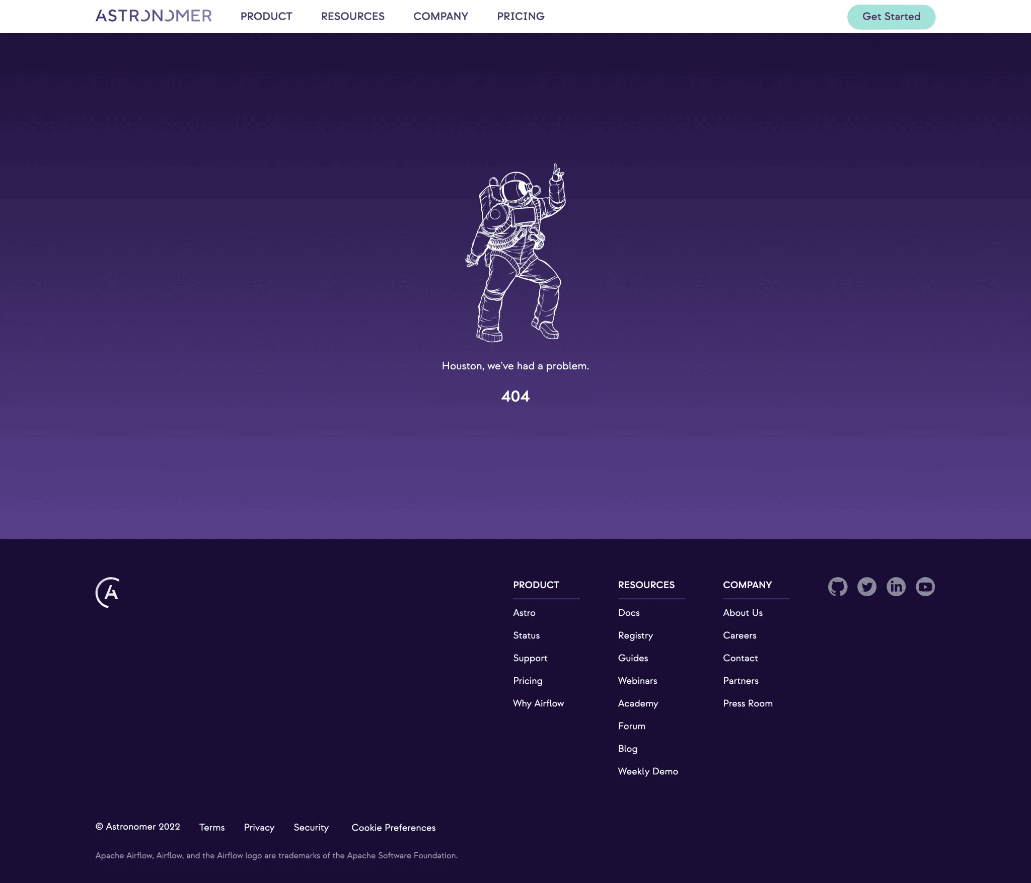 Astronomer 404 Page Not Found