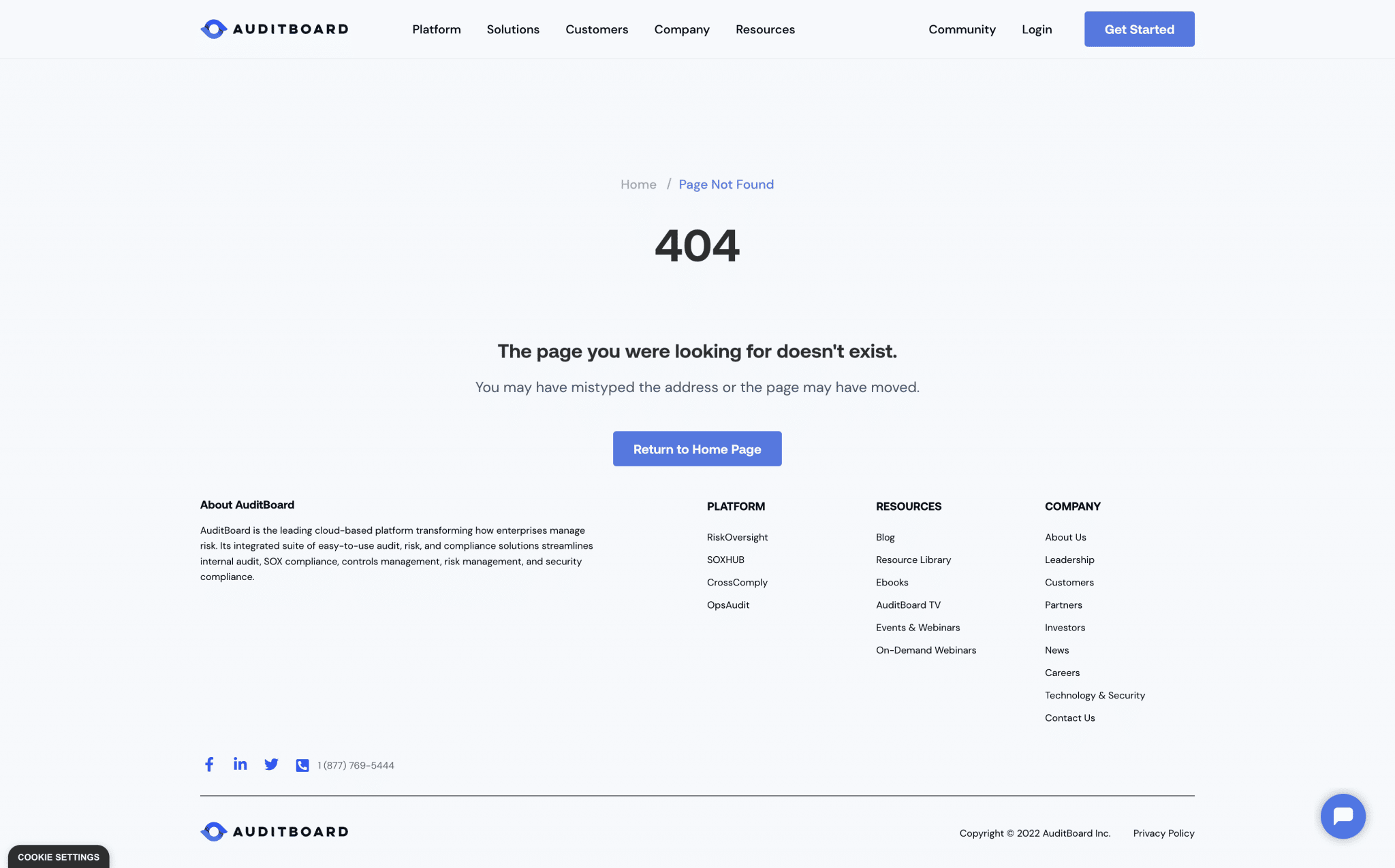 AuditBoard 404 Page Not Found