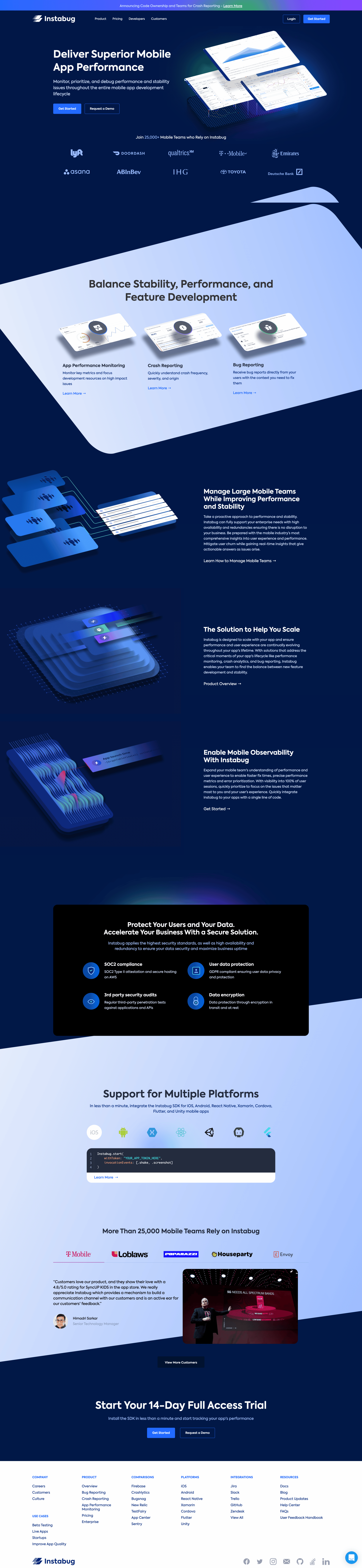 Instabug Homepage