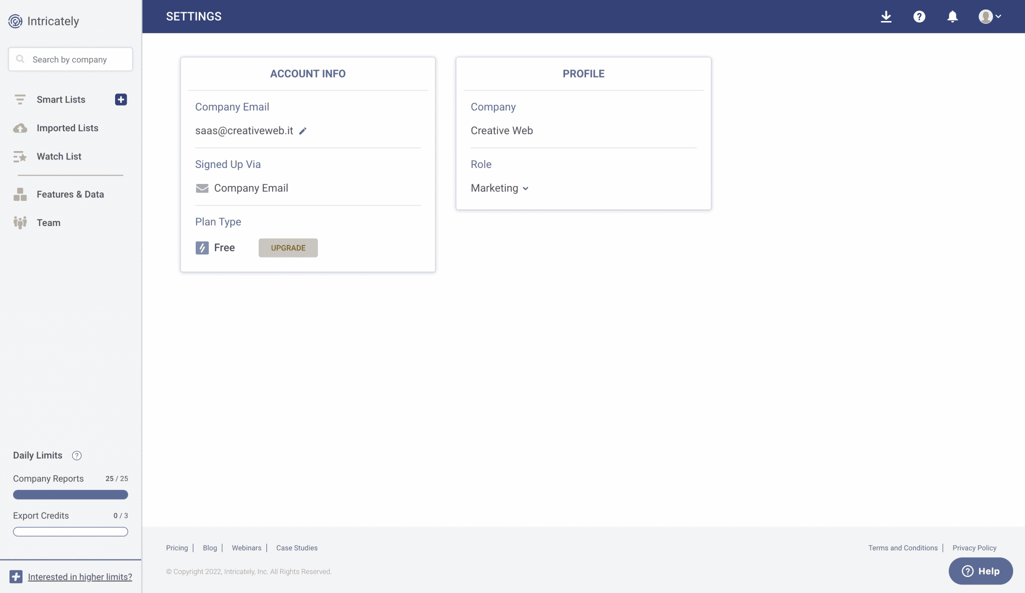 Intricately User Profile