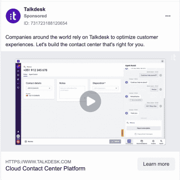 Talkdesk Facebook Ads 1