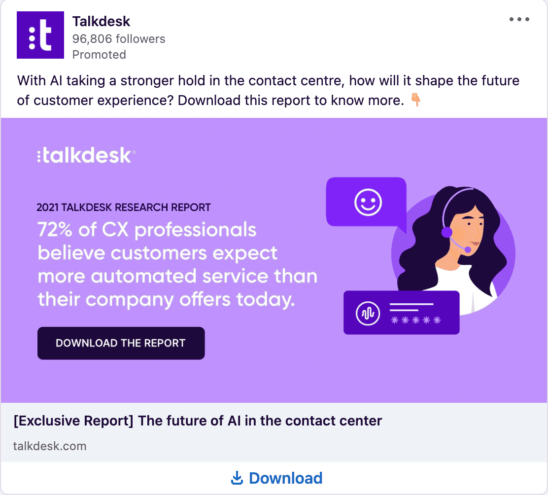 Talkdesk LinkedIn Ads 1