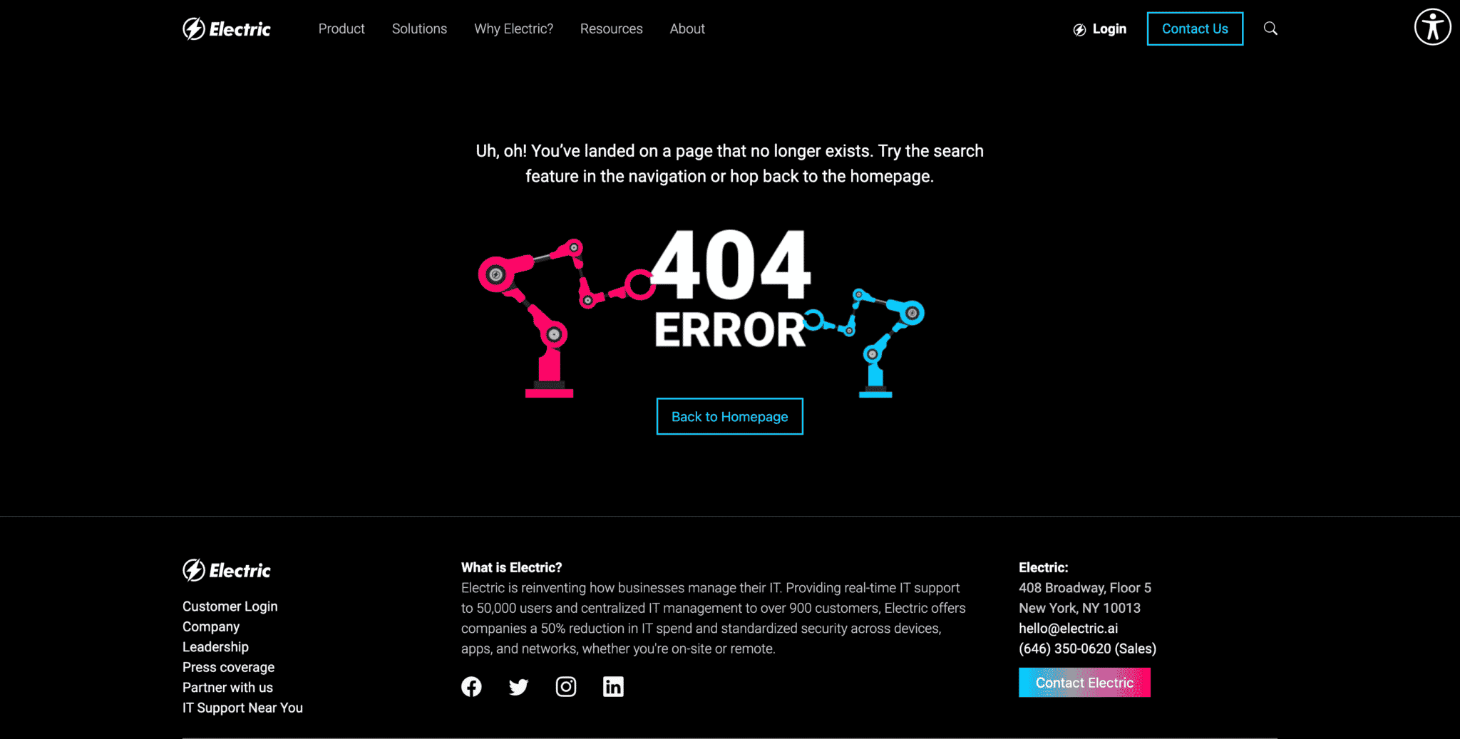 Electric 404 Page Not Found