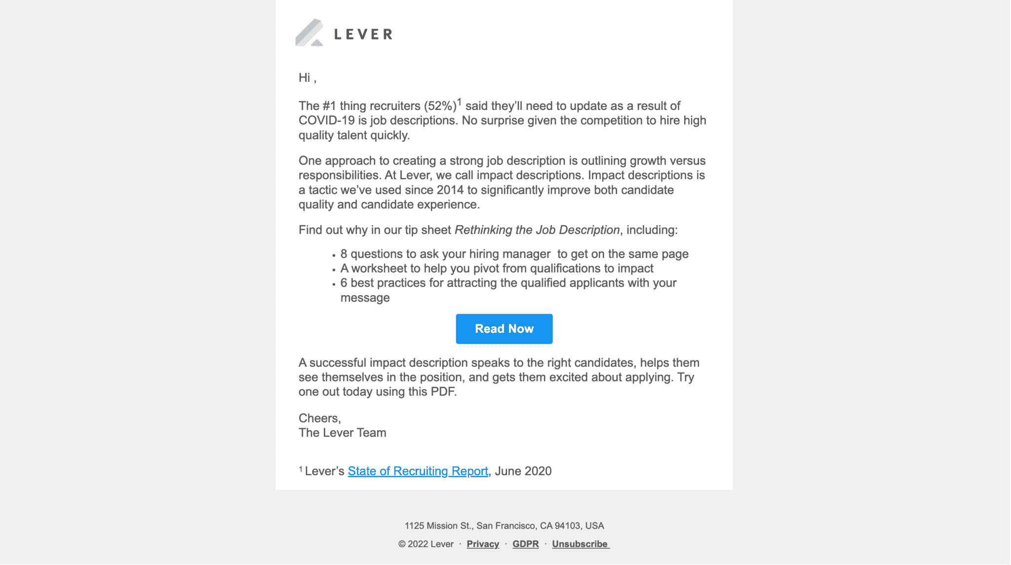 Lever Newsletter