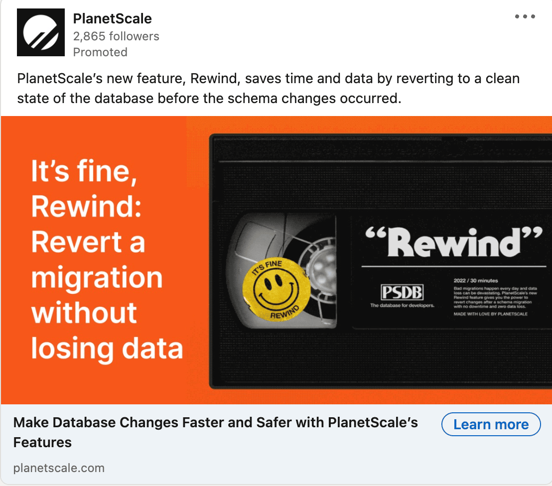 PlanetScale LinkedIn Ads 2