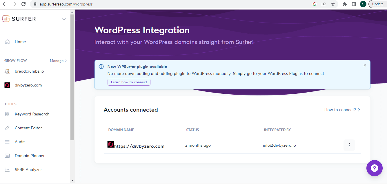 Surfer SEO WordPress integration