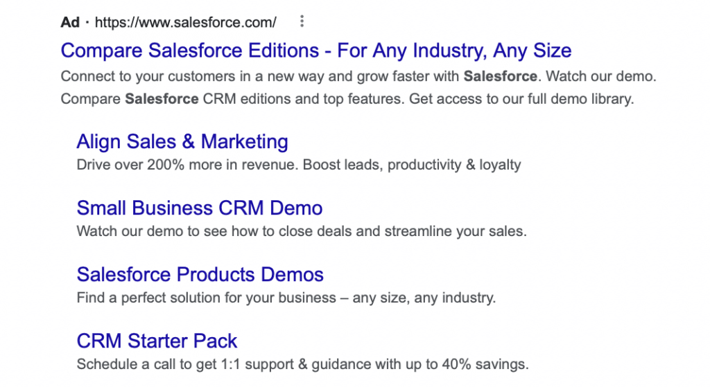 Google Ad of Salesforce