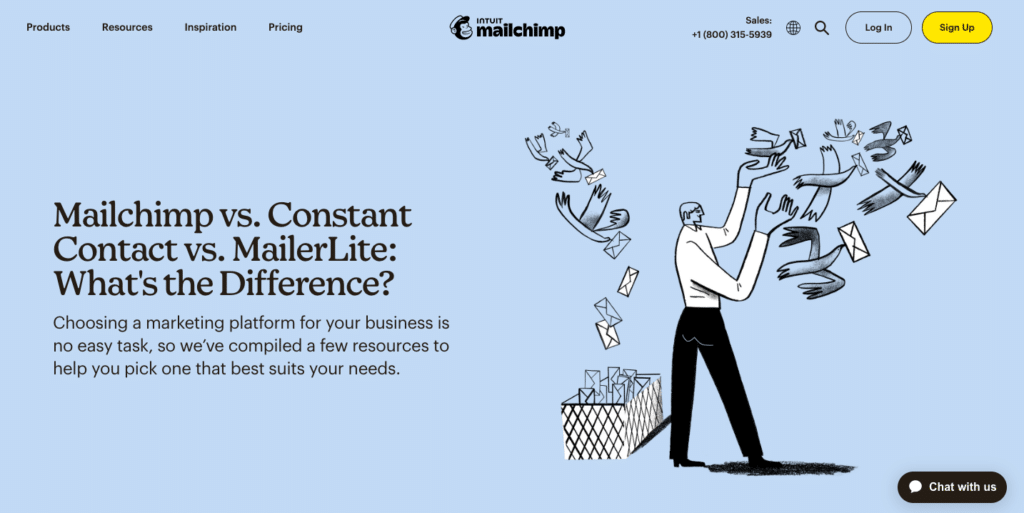 Mailchimp, Constant Contact, and MailerLite are examples of Direct Competitors.