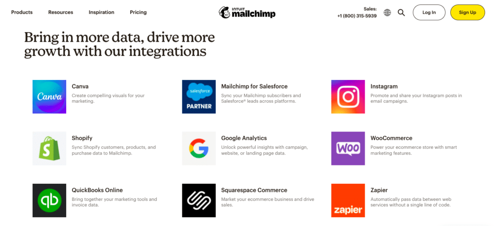 Mailchimp integration with brands, that could be partners