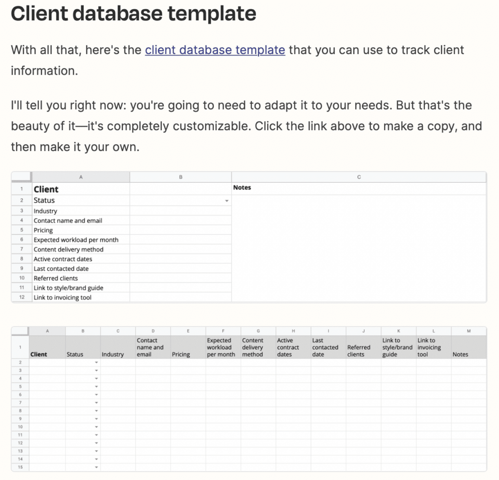 Client Database Template