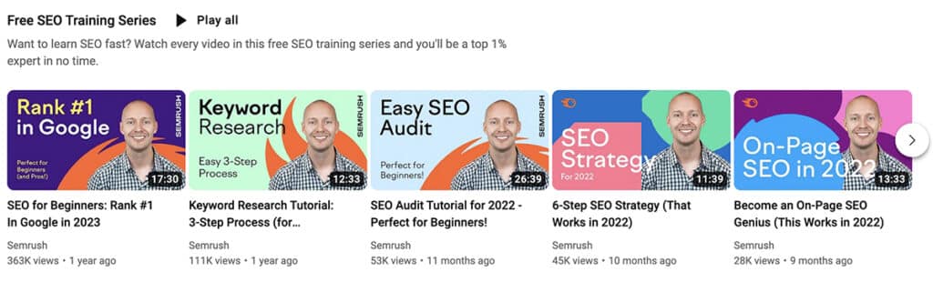 Semrush Youtube Channel Branding