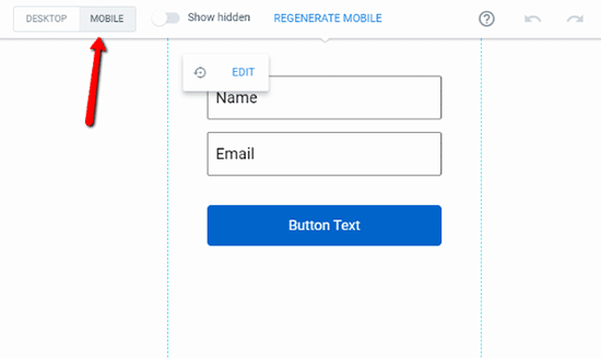 Generate mobile version in Instapage