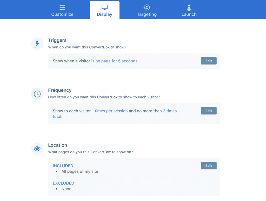 ConvertBox Display Options