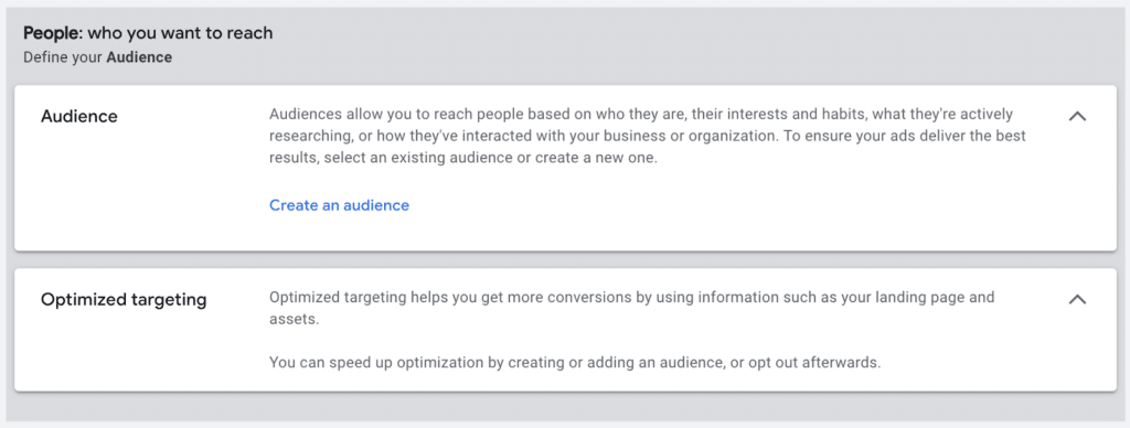 Ad Audience targeting page