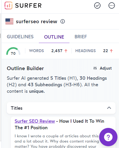 Surfer SEO Content Editor