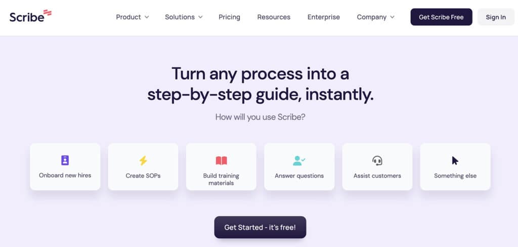 Scribe product page