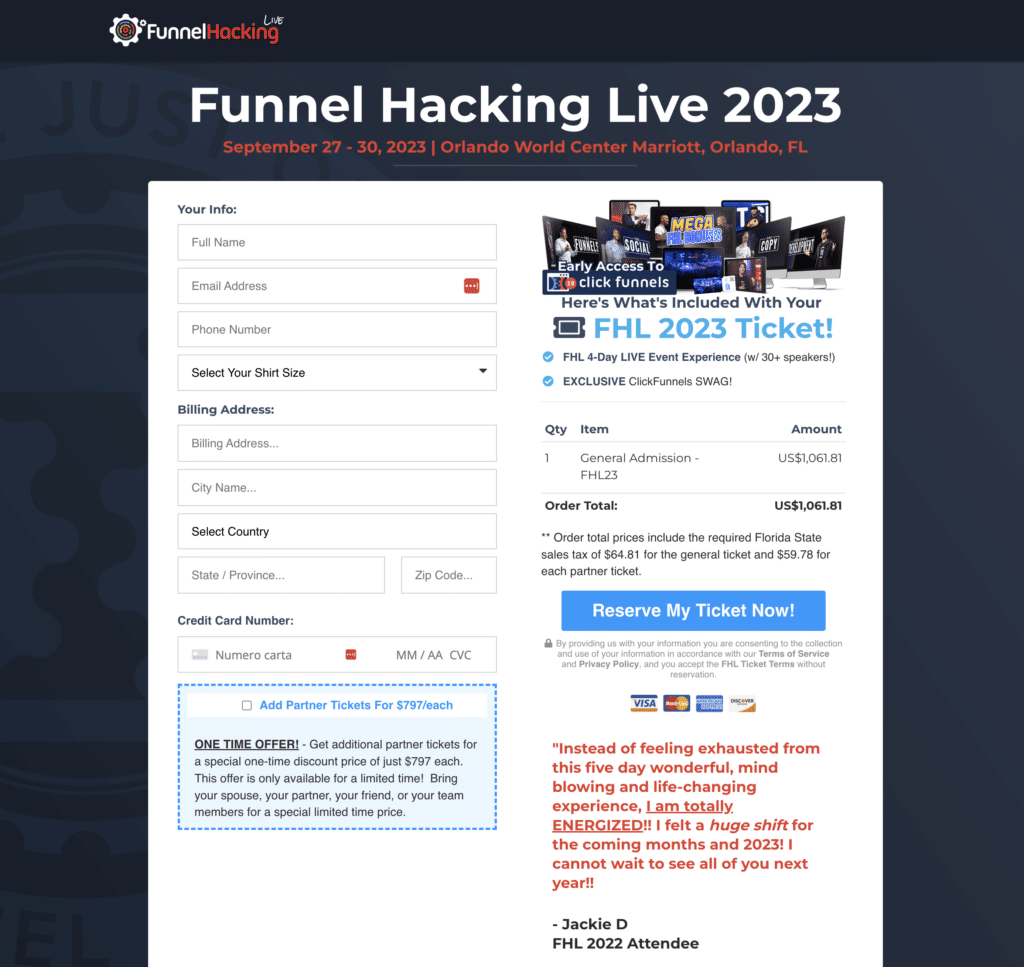 Funnel hacking live event lead generation