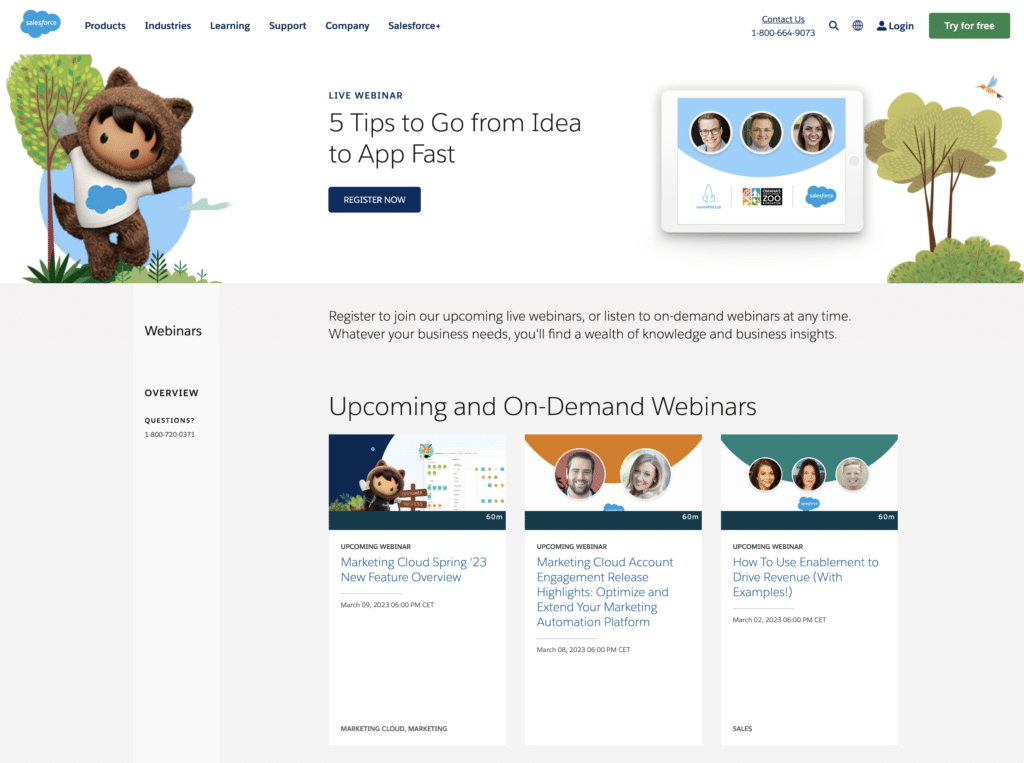 Salesforce webinars to generate more leads