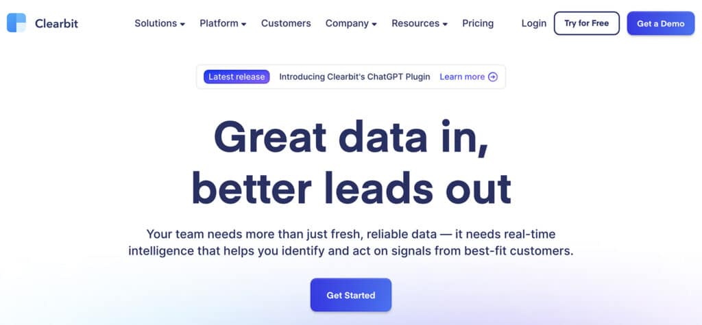 Clearbit enrich marketing data and personalize website content automatically