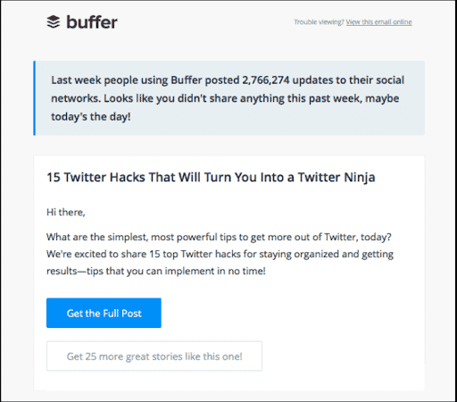 Buffer’s Triggered Event Email