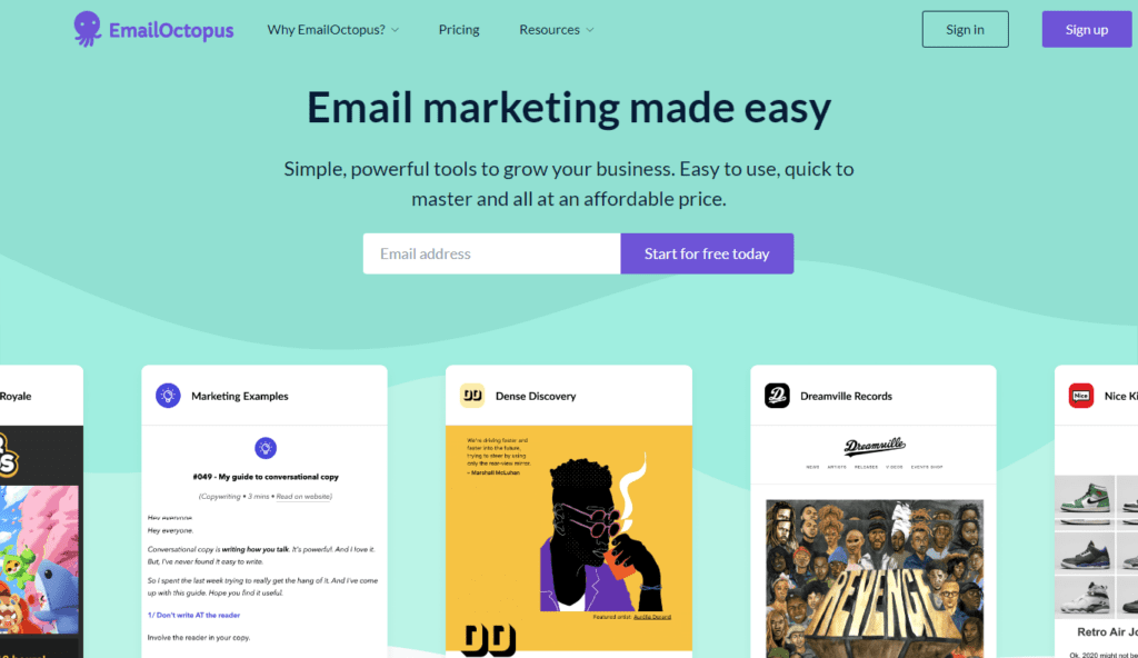 EmailOctupus, an Email Marketing Automation Tool