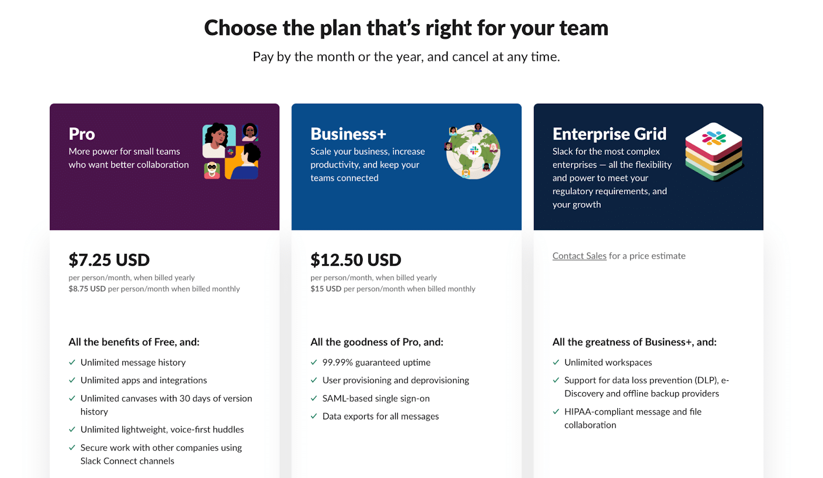 SaaS per user Pricing Page example